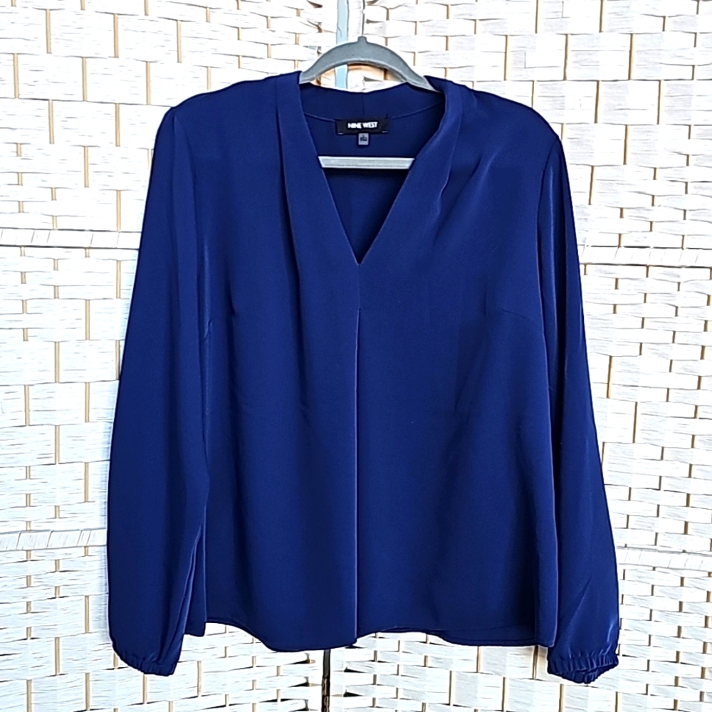 Nine West Navy Blue Pullover Blouse - L